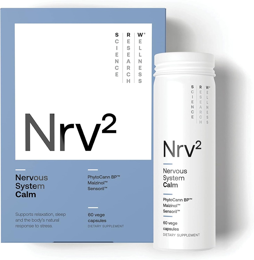 SRW Laboratories Nrv2 Calm | Stress & Schlaf-Ergänzung | Stress-Relief-Ergänzung | Unterstützt Nervous System & Stress Response, Beruhigung, Erholung & Entspannung | 60 Kapseln