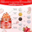 Magnesio Glycinate Gummies 600mg per Adulto, Zucchero Gratuito Magnesio Supplemento di Potassio con Magnesio Malato, Vitamina D3, K2, B6, e CoQ10 per Calma, Sonno, Supporto Muscolare - Fragola, 90 Conte