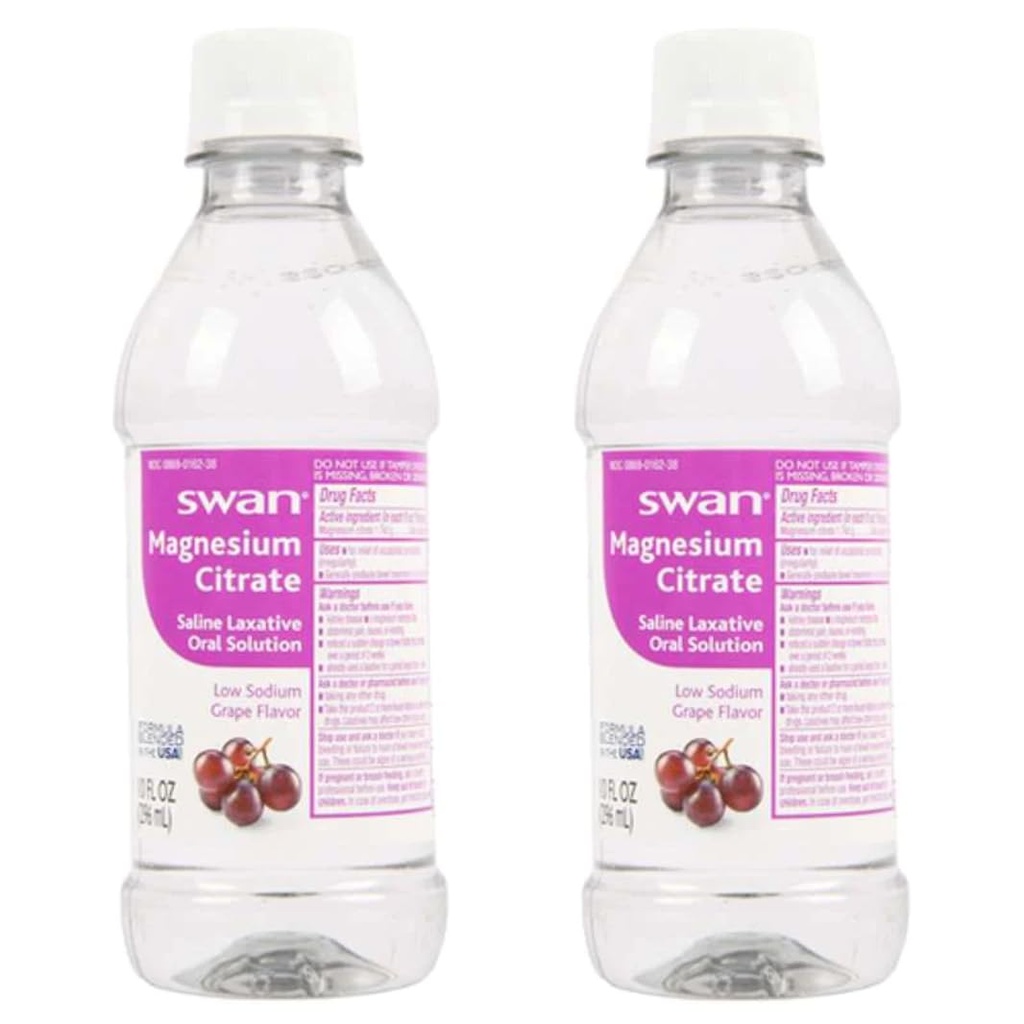 Citrate de magnésium de Swan Solution laxitive orale pour parfum de raisin Constipation occasionnelle (2-10 oz)