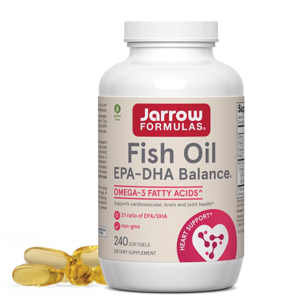 Jarrow Formeln EPA-DHA Balance, 1.200 mg Omega-3 Fettsäuren für Herz-Kreislauf-Unterstützung, 240 Softgels, 120 Tage Versorgung