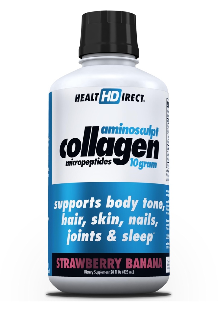 HEALTH DIRECT – AminoSculpt Liquid Collagen Micropeptides – 28 FL Oz – 28 Servierungen – 10 Gramm Premium Medical-Grade Liquid Collagen für Frauen – Erdbeer Banana