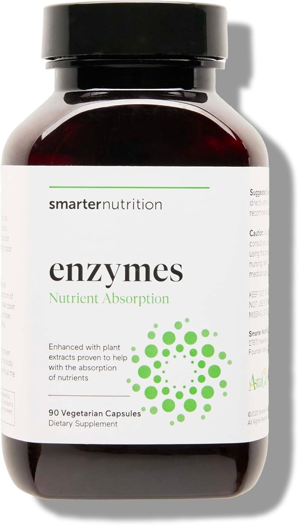 Smarter Nutrition Vegan Digestive Enzymes - Digestion Bloating & Gut Health Support con 16 Multi Enzimi per Absorption Nutriente & Meal Time Comfort for Both Men & Women - 90 Count[30-Day Supply]