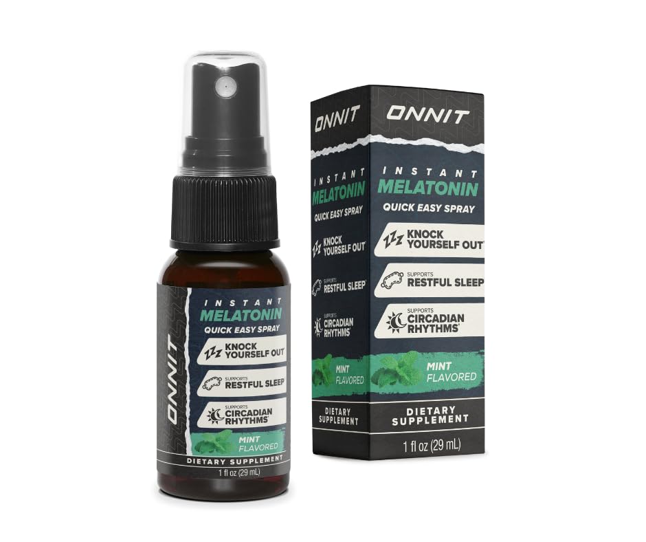 ONNIT Melatonin Liquid Sleep Support Spray, IGENTM Non OGM Testato, Mint Flavor, Supporto per Adulti, Melatonina 3mg per Spray, 1 fl oz
