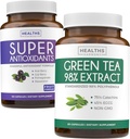 Antioxidantien & Grüner Tee-Extrakt (1-Monat-Versorgung) Antioxidans Green Fusion - Super Antioxidants - Leistungsstarke Super Food Daily Blend (120 Caps) & Grüner Tee-Extrakt mit EGCG Polyphenol Catechins(60 Caps)