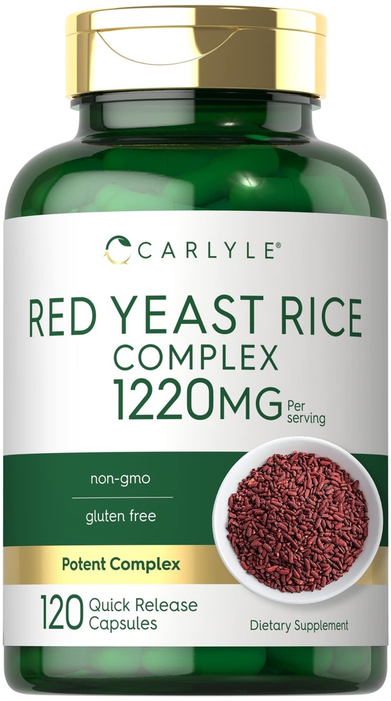 Carlyle Red Yeast Rice Complex | 1220mg | 120 Kapseln | mit Policosanol | Non-GMO und glutenfreie Ergänzung