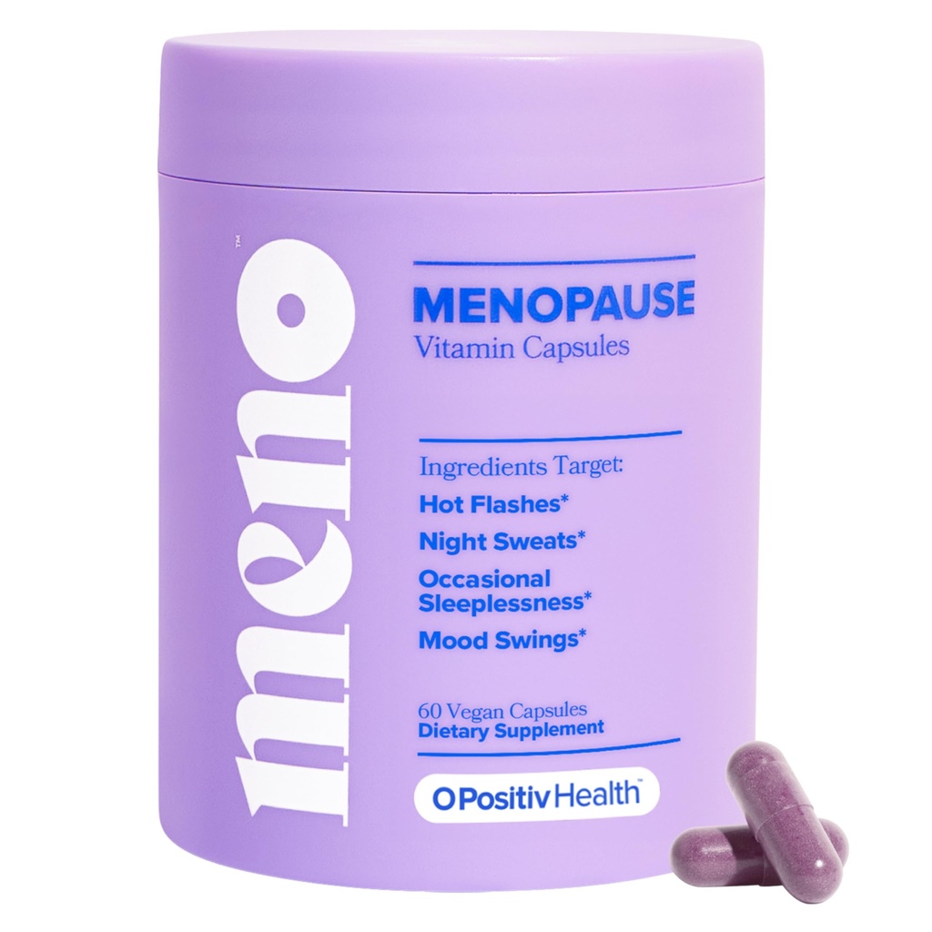 O Positiv MENO Vitamines pour la ménopause - Supplément pour la ménopause sans hormones pour les femmes - Cohos noirs et Ashwagandha KSM-66 - Aide à soulager les éclairs chauds, les sueurs nocturnes, les swings d'humeur - 30 portions (paquet de 1)