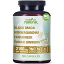 Warum nicht natürlich 4-in-1 Bio Black Maca Root, Ashwagandha, Fenugreek, Panax Ginseng Kapseln, Beilage für Männer und Frauen