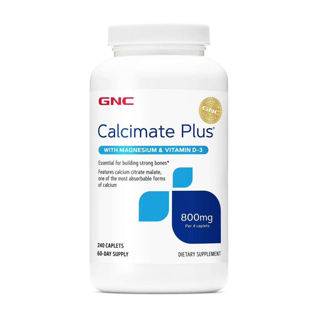 GNC Calcimate Plus 800mg supplemento, Supporta le ossa forti, Migliora l'assorbimento del calcio, 60 Serve