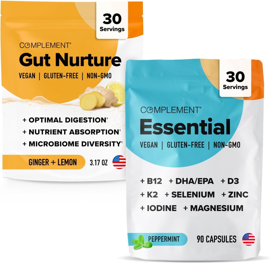 Complement Gut Nurture & Essential Multivitamin Bundle – Supporto completo di 30 giorni per la salute digestiva e il benessere nutrizionale