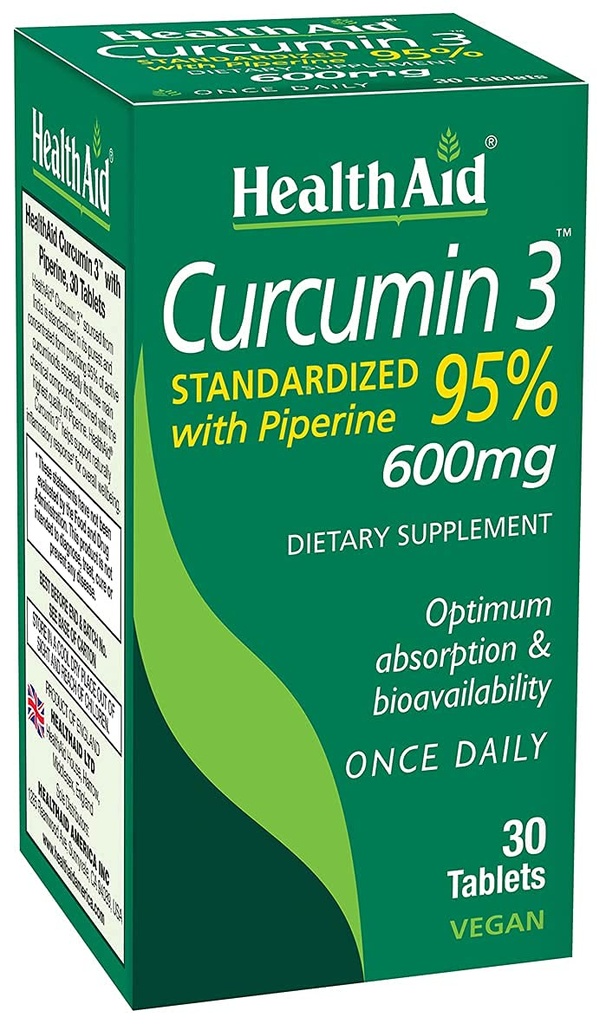 Curcumin Complex 600 mg, 30-Count | Kurkumaextrakt mit Bioperin für verbesserte Absorption, 95% Curcuminoide | Vegan, Tägliche Joint & Immun Support Supplement