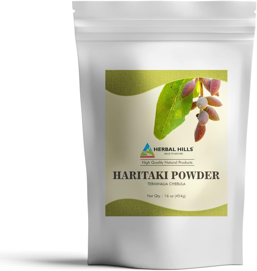 HERBAL HILLS Haritaki Polvere Terminalia Chebula Inknut Harde 1 Pound / 16 Oz Confezione da 1