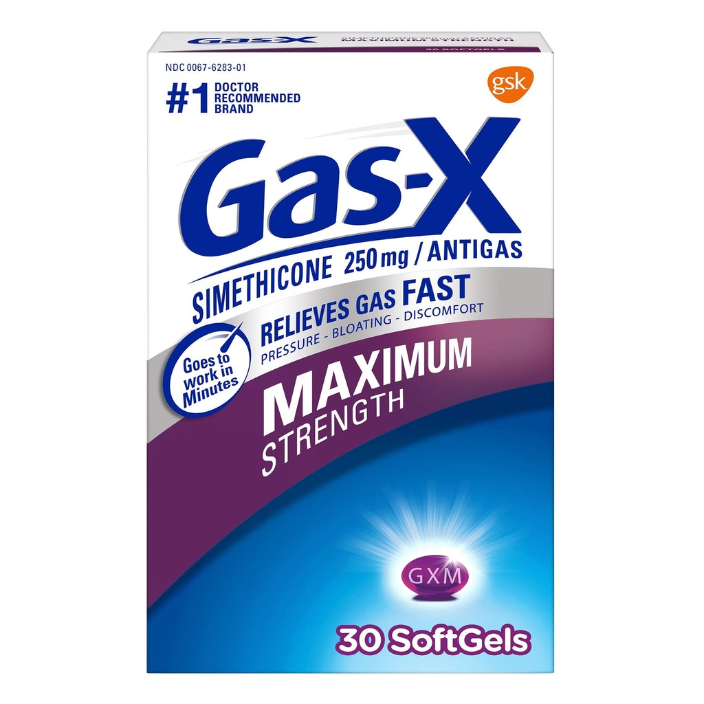 Gas-X Relief de gaz maximal Softgels avec Siméthicone 250 mg - 30 Compte