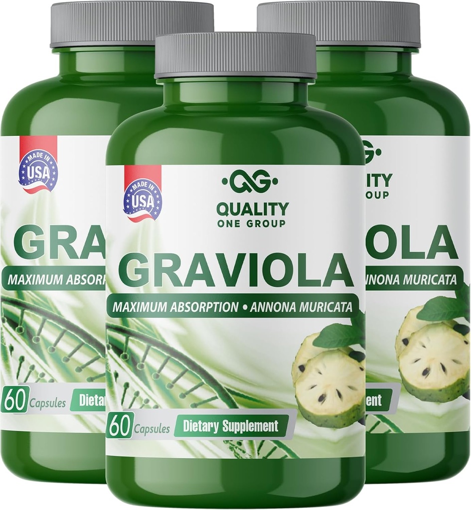 GRAVIOLA MAX - Pure Graviola Extract Supplement - Soursop (Annona muricata) -Immune System Booster & Antioxidantien in jeder Kapsel von Pure Graviola (3 Einheiten)