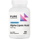 PureFormulas Alpha Lipoic Acid 100 mg ALA Supplément pour le soutien du foie, les antioxydants, les nerfs et la santé cardiovasculaire Acido Alfa Lipoico 100 mg Supplément de neuropathie Non-OGM 60 Comprimés