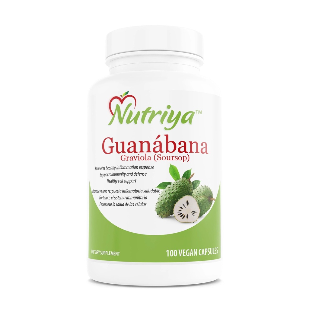 Guanábana (Graviola-Soursop) - Super Antiossidante-Supporti Cellula sana - Sistema immunitario Booster - 100 capsule vegetariane