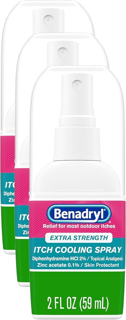 Benadryl Extra Strength Anti-Itch Spray, Cooling Topical Analgesic, Reisegröße, 2 fl. oz (Pack von 3)
