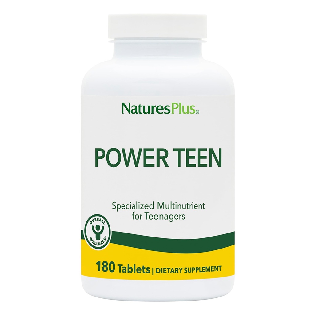 NaturesPlus Quelle der Lebensleistung Teen - 180 Vegetarische Tabletten - Teen Multivitamin mit Mineralien & Ganze Lebensmittel für Mental Fokus, Energie-Booster - Glutenfrei - 90 Servierungen