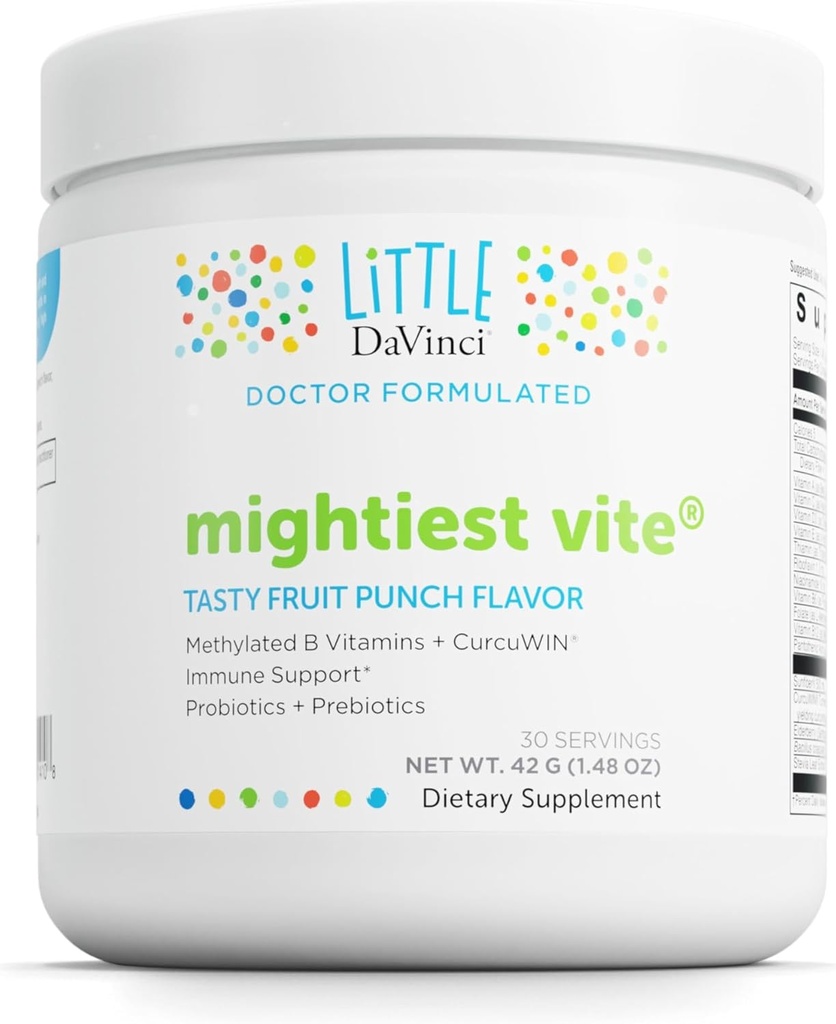 DAVINCI Piccola Vite più potente - Multivitamina per bambini con probiotici e prebiotici - Supporta la funzione del sistema immunitario, Gut Health & Brain Health* - Fruit Punch Flavor - 30 Serve (42 g)