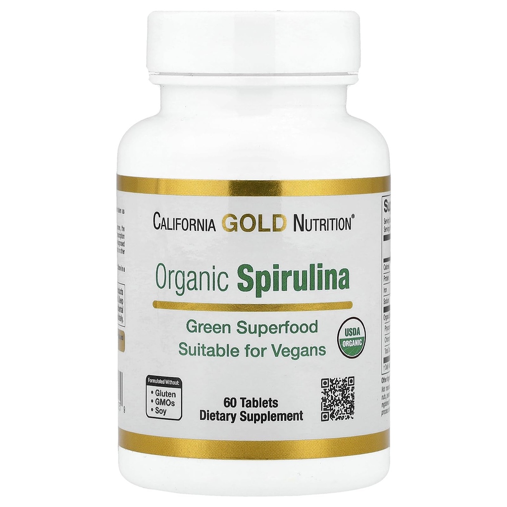 California Gold Nutrition Organic Spirulina Supplement, mit einer grünen Superfood mit Antioxidantien, Vegan Friendly, Glutenfrei, Non-GMO, 500 mg,60 Tabletten