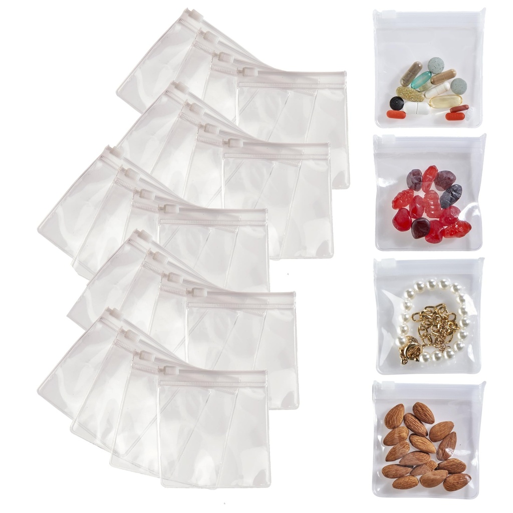 Glatte Trip Pillen Taschen für Reisen - 24 wiederverwendbar zertifizierte Lebensmittel Grad Zip Top Pillen Pouches für Medizin, Vitamine, Snacks und Zubehör - Größer 3.25 x 3.5" Größe