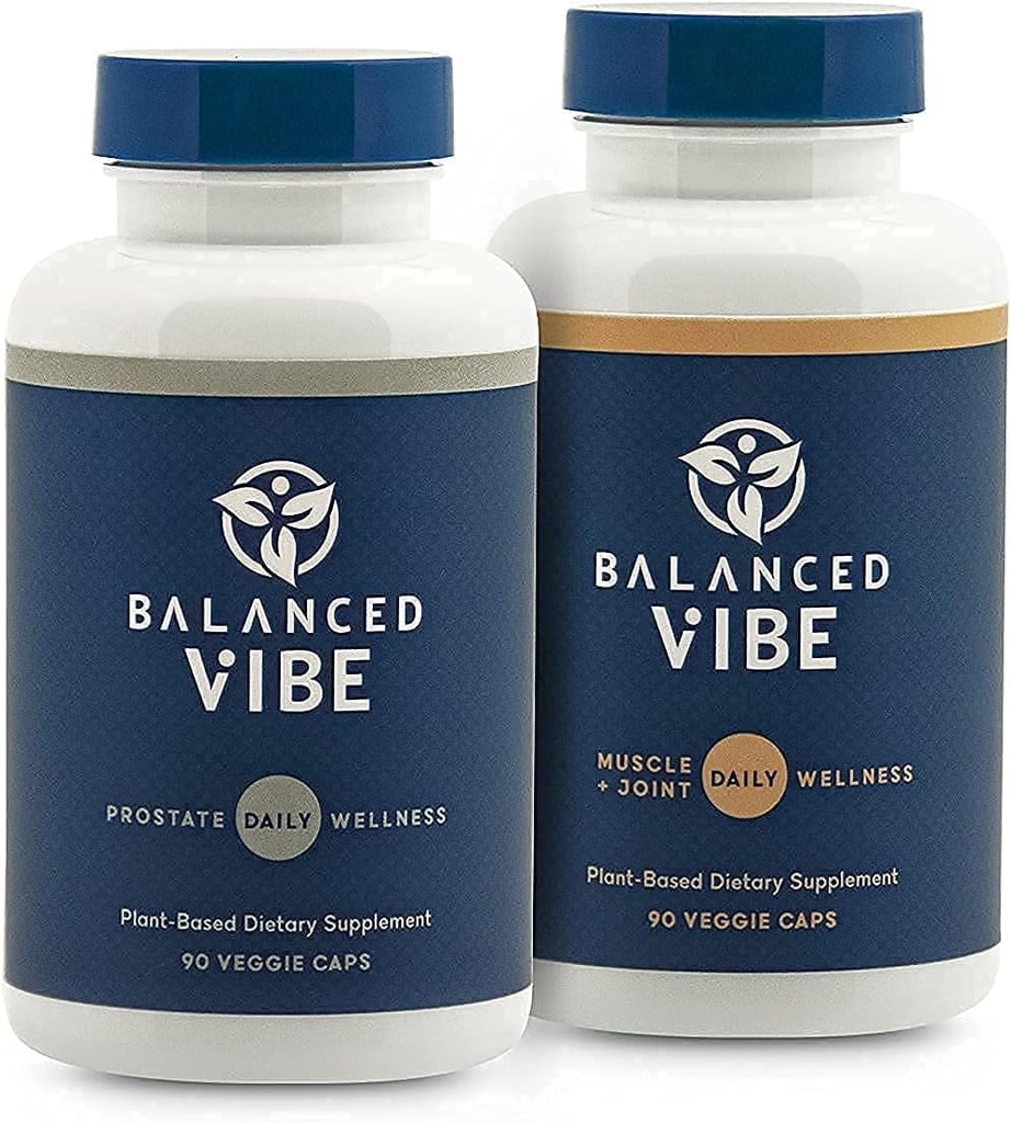 Balanced Vibe Men's Bundle - Prostata und Muscle+Joint Herbal Supplement - Natürliche Unterstützung für gemeinsame Wellness, Mobilität, Schlaf fördern, hilft, häufige Urination & Urgency zu reduzieren - 90 Caps Ea