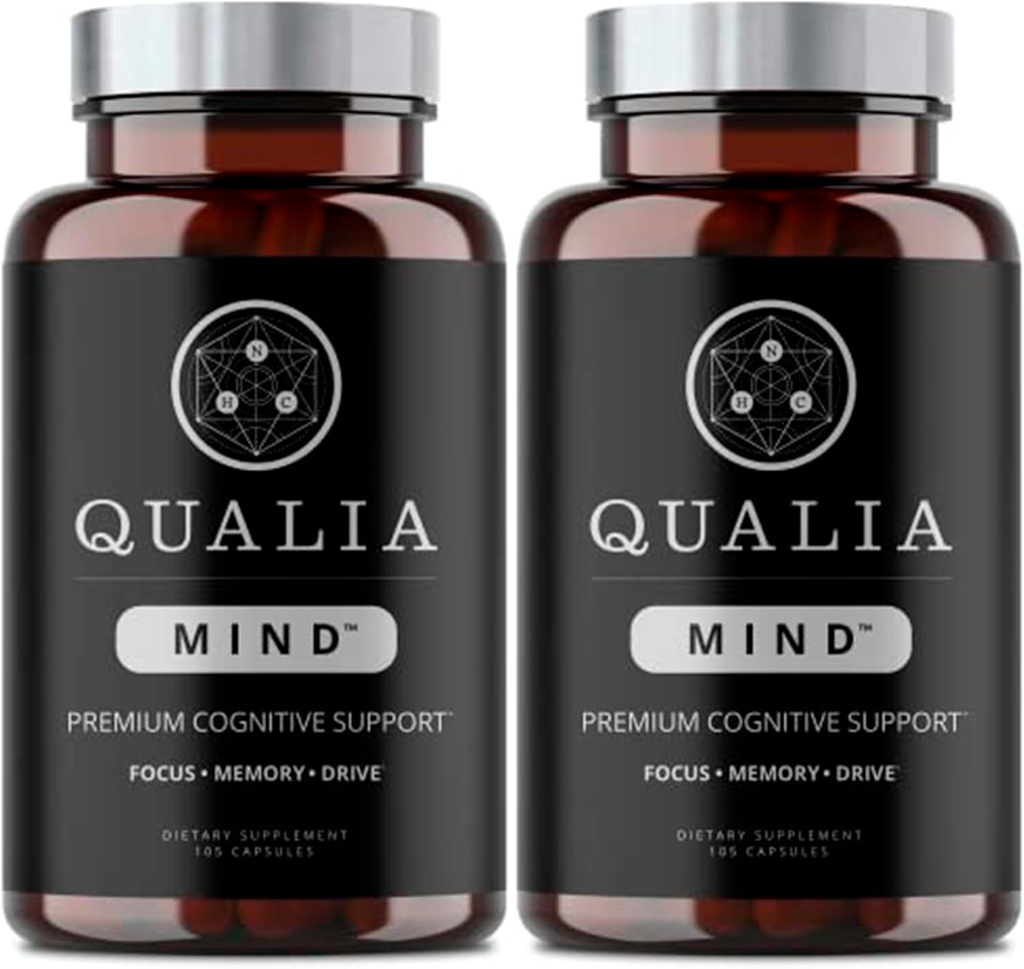 Qualia Mind Nootropics 105 ct 2-Pack | Top-Brain-Ergänzung für Gedächtnis, Fokus, Mental Energy und Konzentration mit Ginkgo biloba, Alpha GPC, Bacopa monnieri, DHA & More, (6 Wochen Versorgung)