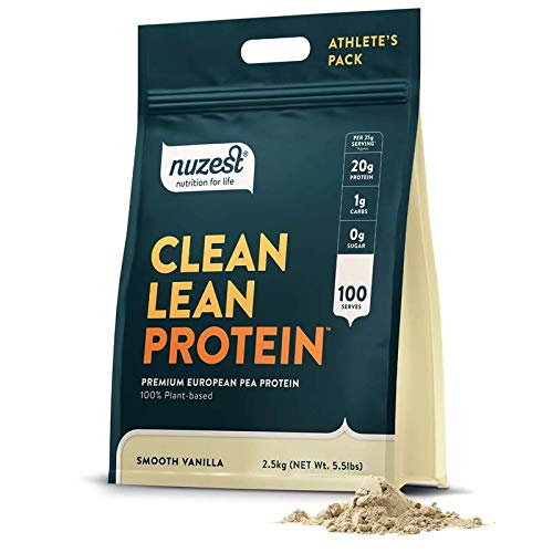 Nuzest - Pea Protein Powder - Clean Lean Protein, Premium Vegan Plant Based Protein Powder, Dairy Free, Gluten Free, GMO Free, Protein Shake, Glatte Vanille, 100 Servierungen, 5.5 lb