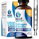 Collagène liquide et biotine, 2 Fl. Oz, Peptides de collagène ultra-forte pour les femmes, Biotine testée en troisième partie pour les femmes de croissance capillaire, les ongles et les vitamines de la peau B7 Collagèneno Peptides – Vanilla Flavor