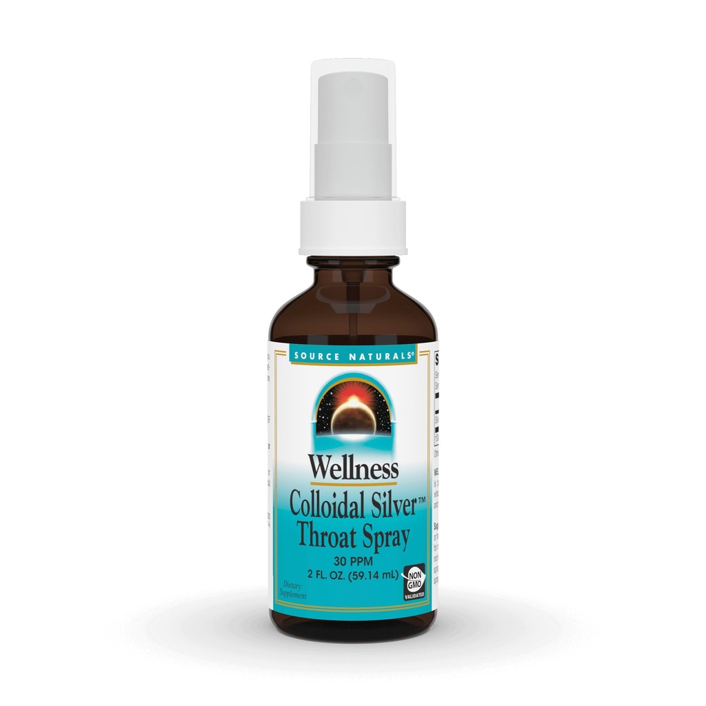 Source Naturals Wellness Spray colloïdal de gorge argent - 30 PPM - 2 oz fluide