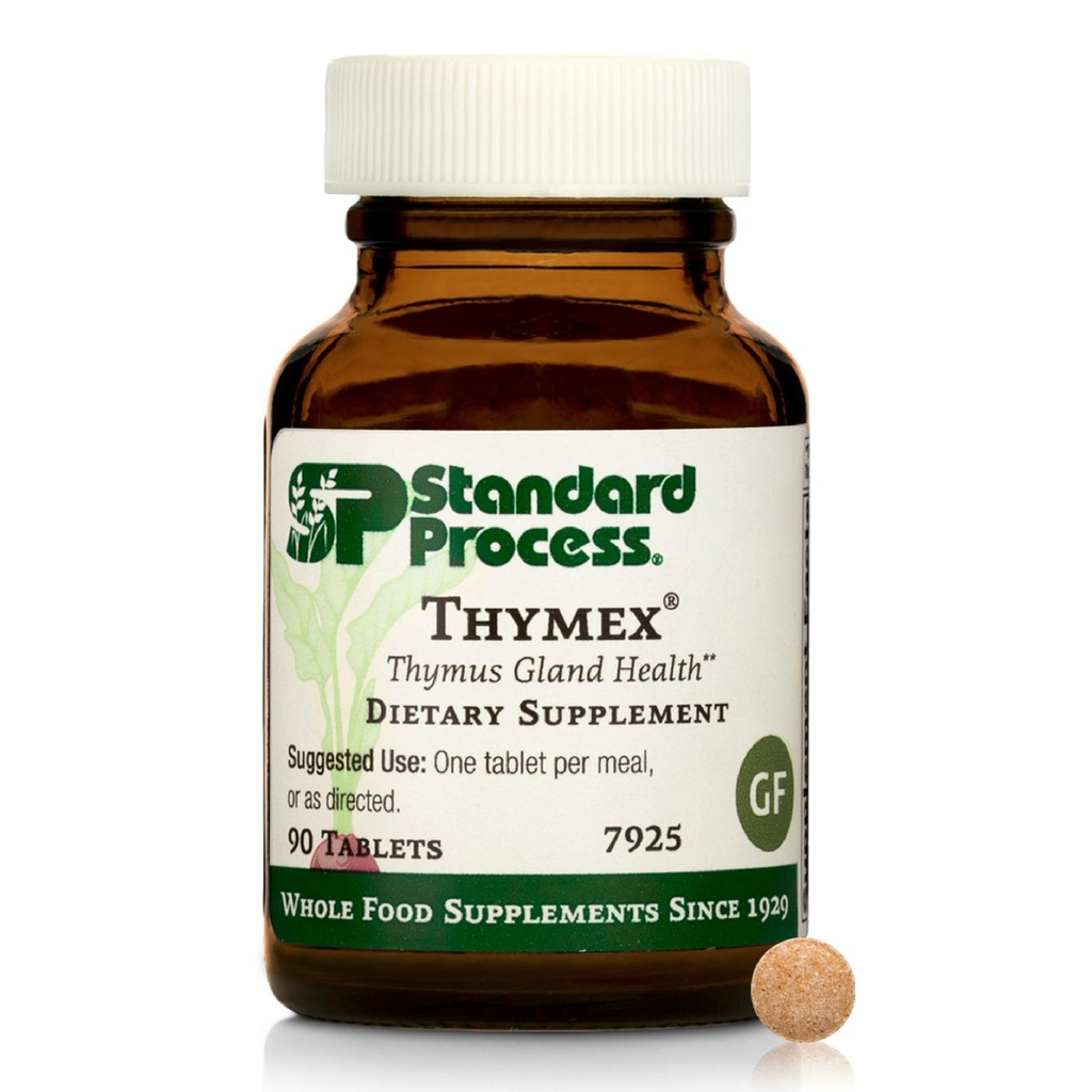 Processus standard Inc. Thymex - Cholestérol alimentaire entier, supplément Thymus et supplément de soutien immunitaire avec vitamine C, citrate de magnésium et lactate de calcium - Sans gluten - 90 comprimés