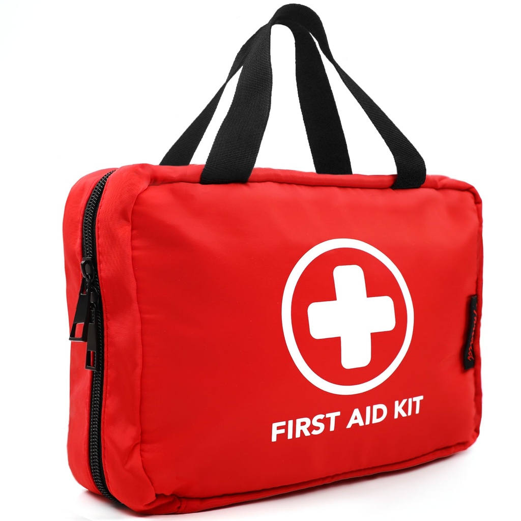Kit di pronto soccorso da 330 pezzi, Kit medici premium per trauma compatto impermeabile per qualsiasi emergenza, Ideale per casa, ufficio, auto, viaggio, esterno, campeggio, escursionismo, nautica (rosso)