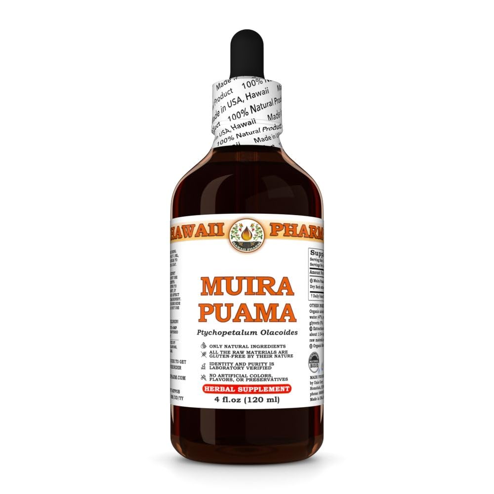 Hawaii Pharm Muira Puama Extract, Tincture for Boosting Desire and Energy, unterstützt Gedächtnis, fördert Beruhigung, verbessert Zirkulation, Reduziert dunkle Kreise, fördert Vitalität - 4 fl.oz