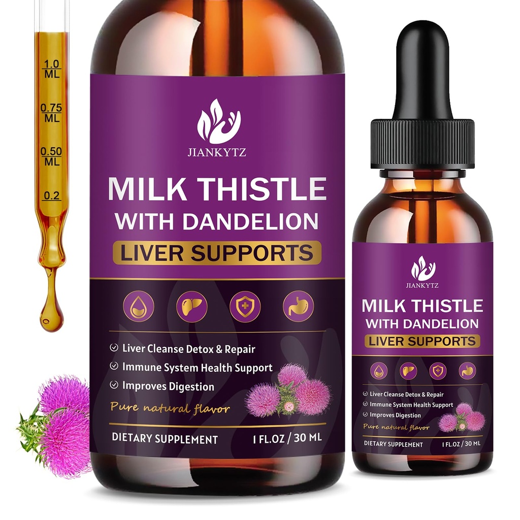 Milchdistel-Ergänzung für Leberreiniger Detox & Repair, Leberentgiftungstropfen mit Bio-Milchdistel Seed, Artichoke Extract, Dandelion, Turmeric and Vegan, Non-GMO, Gluten-Free (2 Pack, 1 Fl Oz)