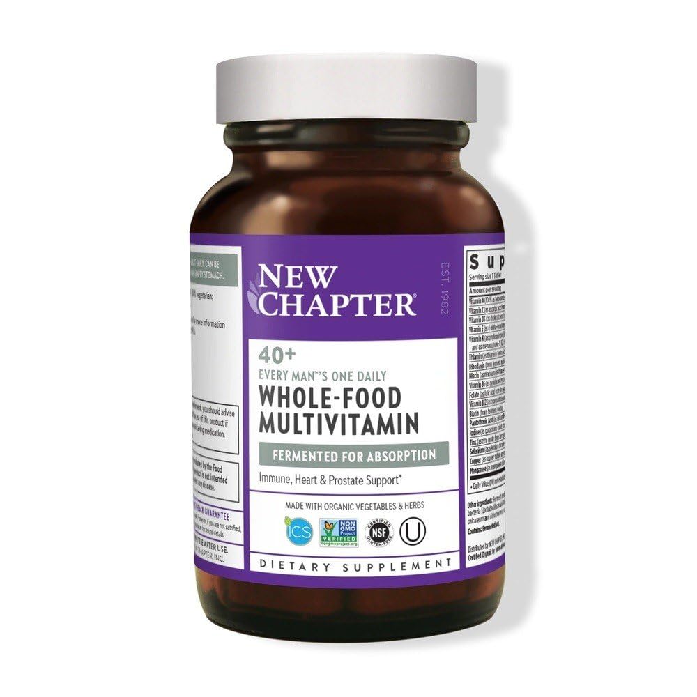 Nuovo Capitolo Multivitamina Uomo, Ogni Uomo Un Quotidiano 40+, Fermentato con Probiotici + Sega Palmetto + B Vitamine + Vitamine D3 + Ingredienti organici non OGM - 24 Conte