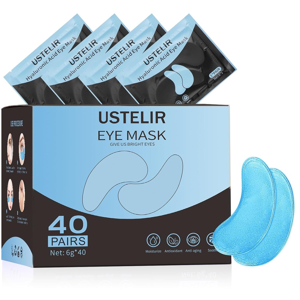 Unter Augenaufnäher, 40 Pairs Augenmaske für dunkle Kreise, Puffy Eyes, Undereye Bags,Wrinkles,Eye Mask Patches mit Hyaluronsäure, Augenbehandlung Hautpflege für Männer & Frauen Geschenk