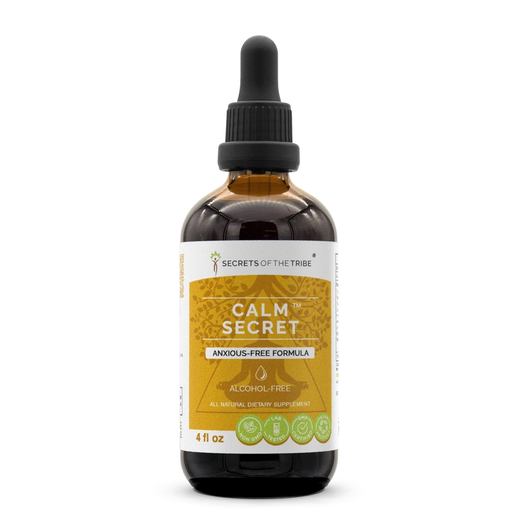 Secrets of the Tribe - Calm Secret, Kräuter-Zusatz-Mischung Tropfen Alkoholfreier flüssiger Extrakt, Anxious-Free Formel (4 fl oz)
