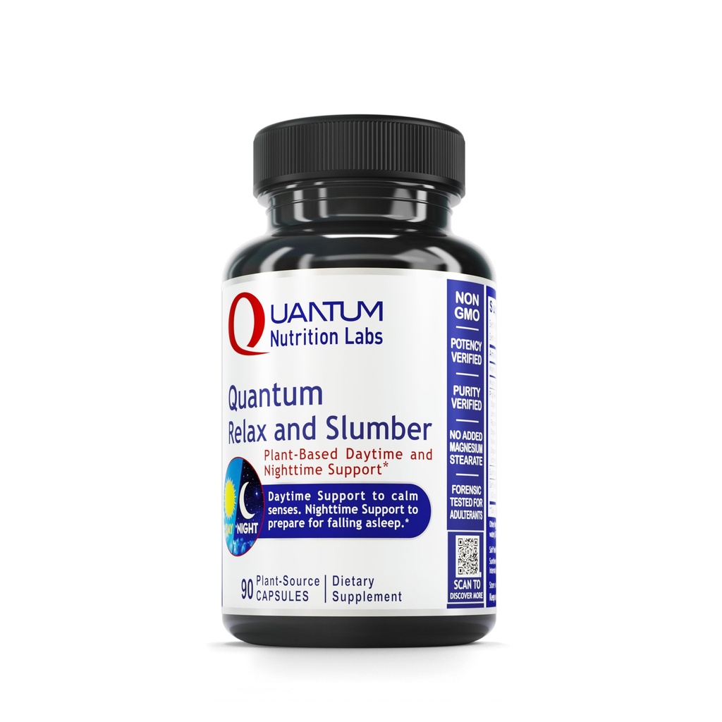 Quantum Nutrition Labs Quantum Relax and Slumber - Supplemento al sonno con Magnesio Malato & L-teanina, Natural Calm Complex with Lemon Balm & Valerian Root for Women & Men - 90 Capsule
