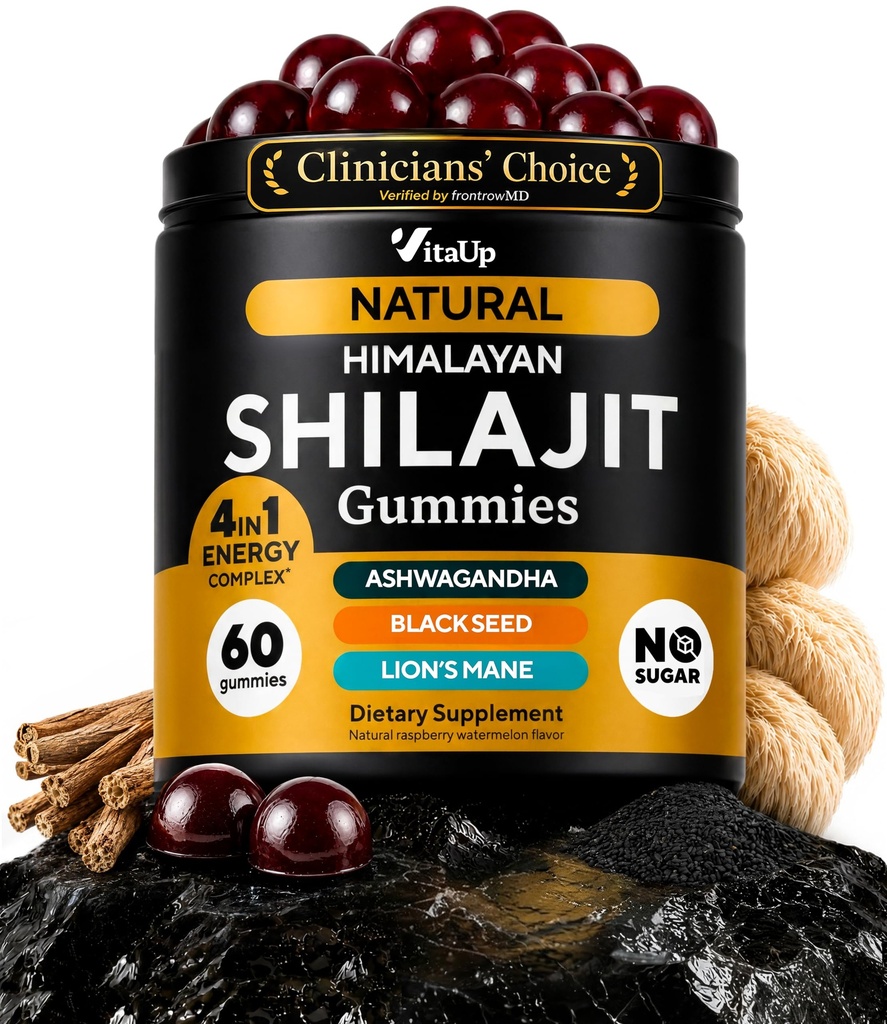 Himalayan Shilajit Gummi für Herren & Frauen - Pure Shilajit für Herren Gummi - Zuckerfreie Gummy Ergänzungen mit Fulvic Säure - Gesunde Alterung, Immun- & Energie-Unterstützung - 60 Zähler
