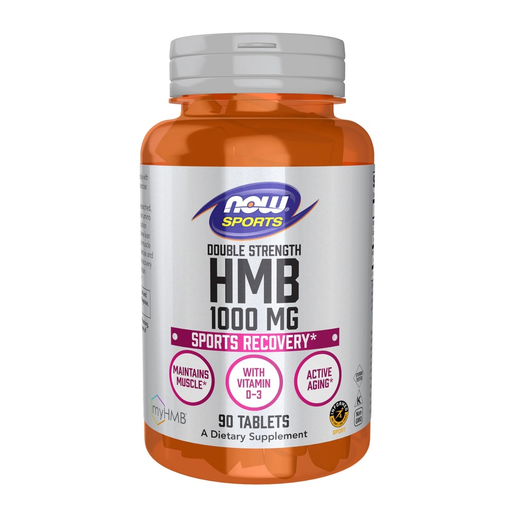 NOW Foods Sports Nutrition, HMB (β-Hydroxy β-Methylbutyrat), Double Strength 1.000 mg, 90 Tabletten