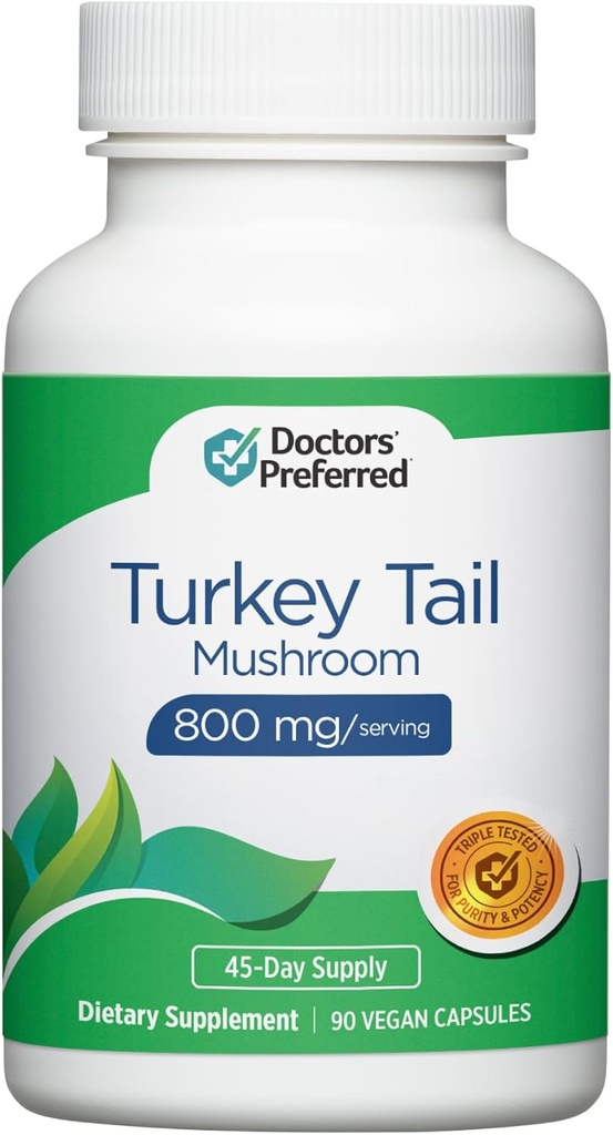 Supplément pour champignons à queue de dinde préfermée de DOCTORS - 800 MG/Serveur, 90 capsules véganes