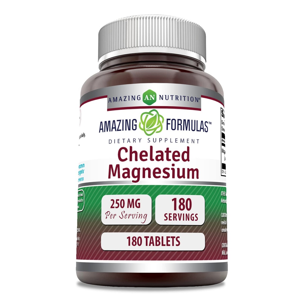 Erstaunliche Formeln Chelat Magnesium Supplement | 250 Mg | 180 Tabletten | Non-GMO | Gluten-Free | Made in USA