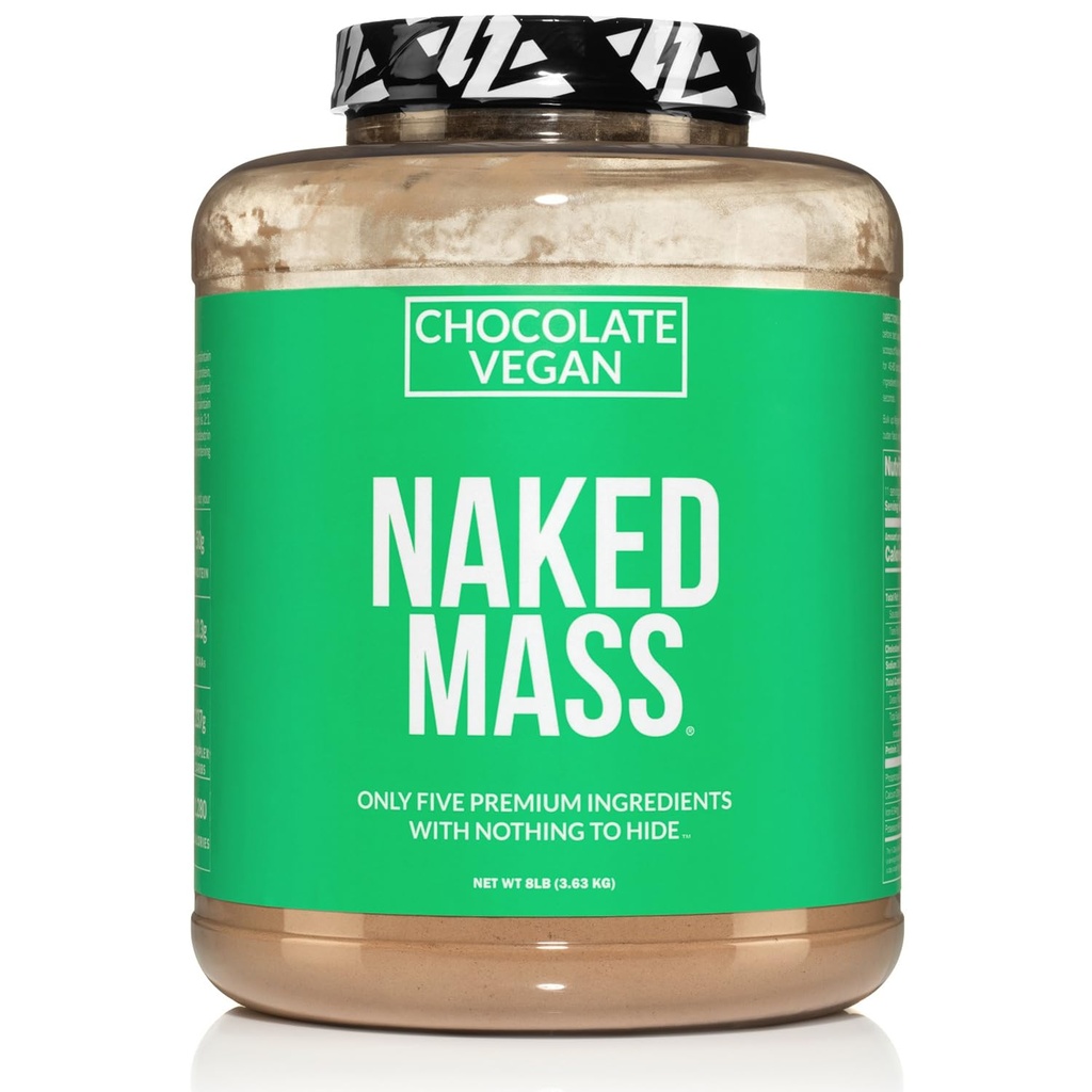 NAKED Masse végétalienne - Chocolat Vegan gainer de poids - 1 280 calories, non-OGM, sans soja et sans gluten, sans ingrédients artificiels - 8LB en vrac - 11 portions
