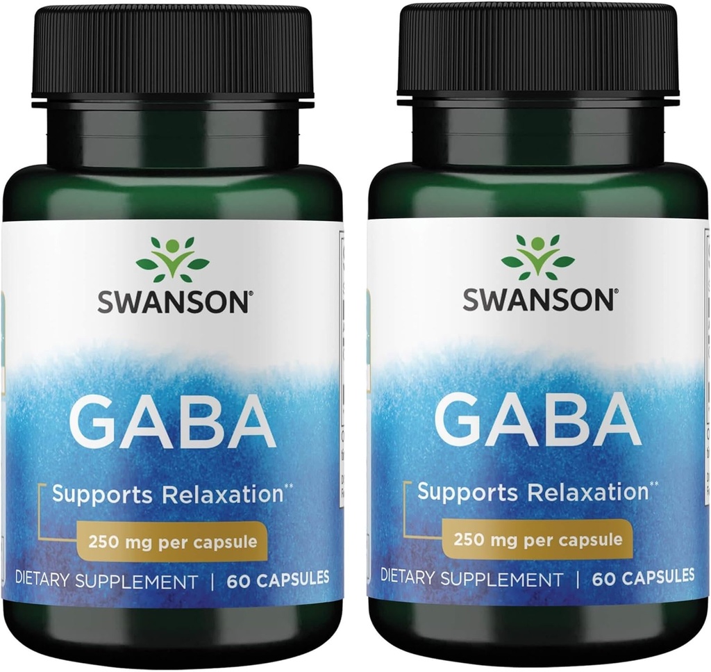 Swanson GABA Gamma Amino Acidbuttersäure 250 Milligramme 60 Kapseln (2 Packung)