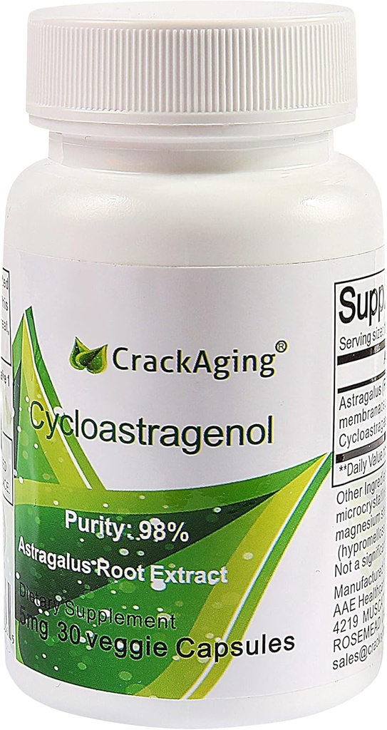 Crackaging Super-Absorption Cycloastragenol 98% | Telomere lengthening Supplements | Immune Booster | telomere Nutritional 5mg 30 Capsules