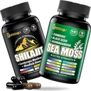 Sea Moss e shilajit Bundle - 90 Conte - Moss del mare, Olio di semi neri, Ashwagandha, Turmeric & Shilajit, Rhodiola Rosea,Burdock, Bladderwrack 21 in 1 Integratori (2 Pacchetti) Brown