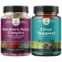 Ensemble de capsules de Berry Hawthorn Extra Strength - Supplément de digestion d'extrait et de santé cardiaque et formule de nettoyage et de désintoxication et de réparation du foie - Supplément de soutien du foie à base de plantes