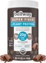 Bellway Super Fiber + Protein Powder, Sugar-Free Organic Psyllium Husk Faserergänzungspulver mit 20g Pflanzenprotein pro Servierung, Rich Chocolate, 12,7 oz