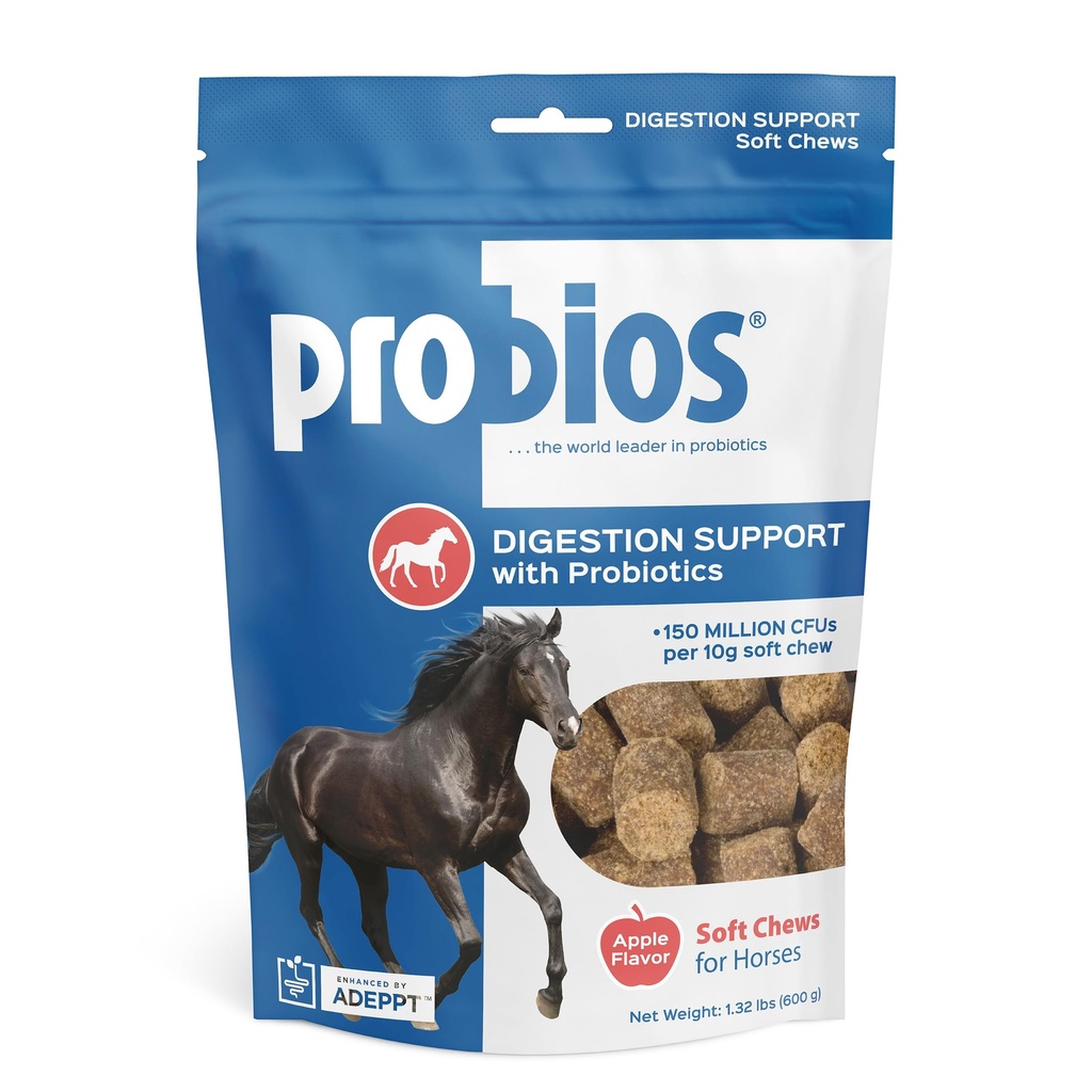 Probios for Horses Soft Chews, Daily Probiotic Supplement for Gut Health, Digestion & Immune Support, Horse Supplies, Apple Flavor, 1.32 lbs (600 Gramm)