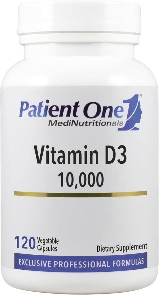 Patient One Vitamin D3 10,000 IU | Supplement to Support Immune, Heart and Bone Health* | Highly Absorbable Cholecalciferol Form | 120 Capsules