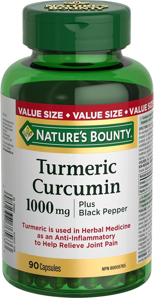 Natur Bounty Turmeric Curcumin 1000mg Plus Schwarz Pfeffer, 90 Kapseln